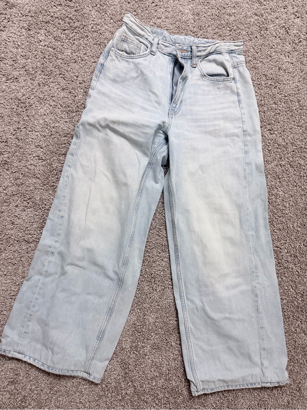 Zara Women's Wide-Leg Flare Jeans tailor - Light Blue Denim